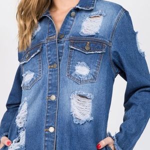 Long distressed denim jacket sold🎊🎊🎊🎊🎊🎊